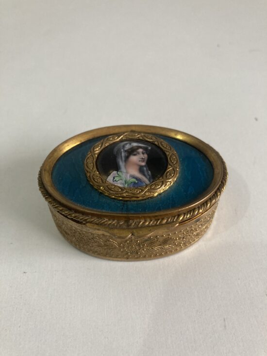 Jewelry Box in bronze with Enamel Lady Portrait Napoleon III France - XIX old