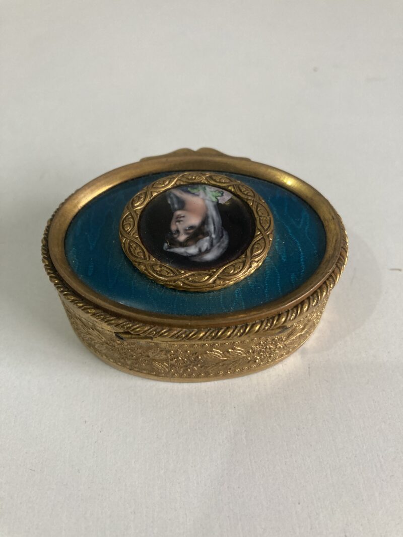 Jewelry Box in bronze with Enamel Lady Portrait Napoleon III France - XIX