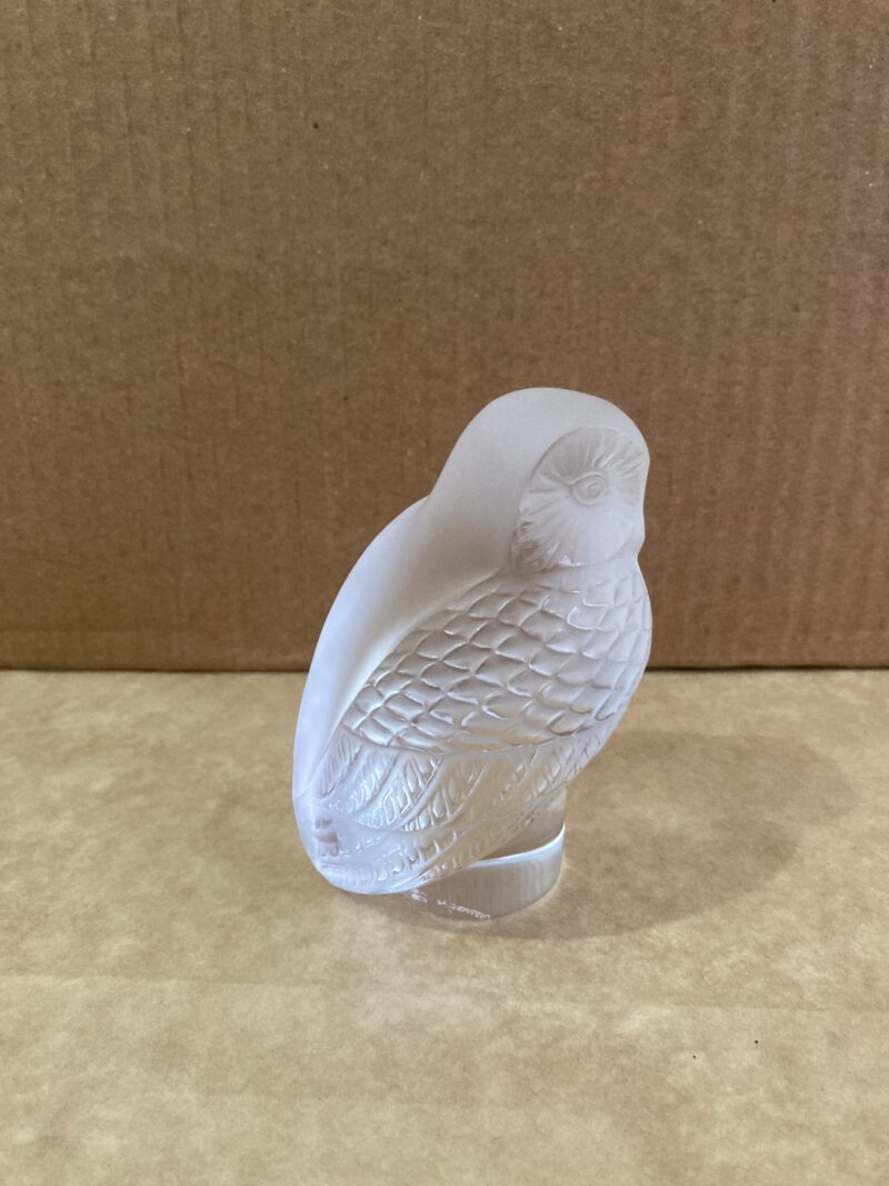 Lalique Owl Paperweight Crystal Art figurine signed France