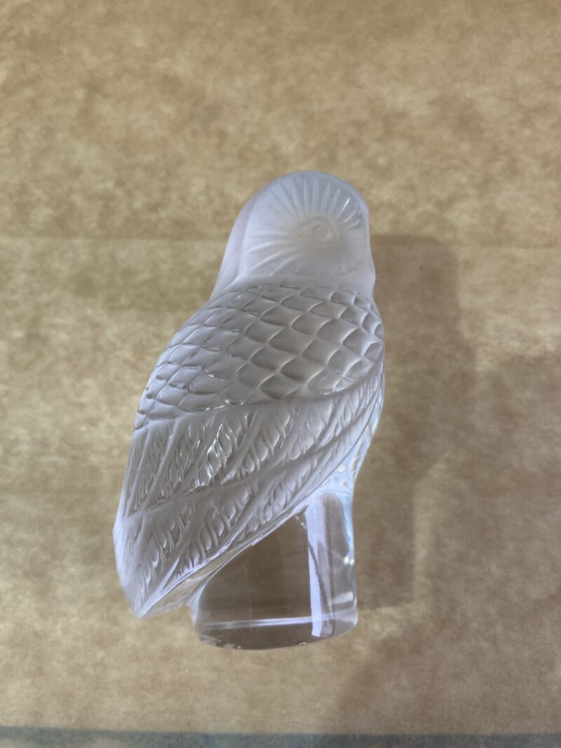 Lalique Owl Paperweight Crystal Art figurine signed France