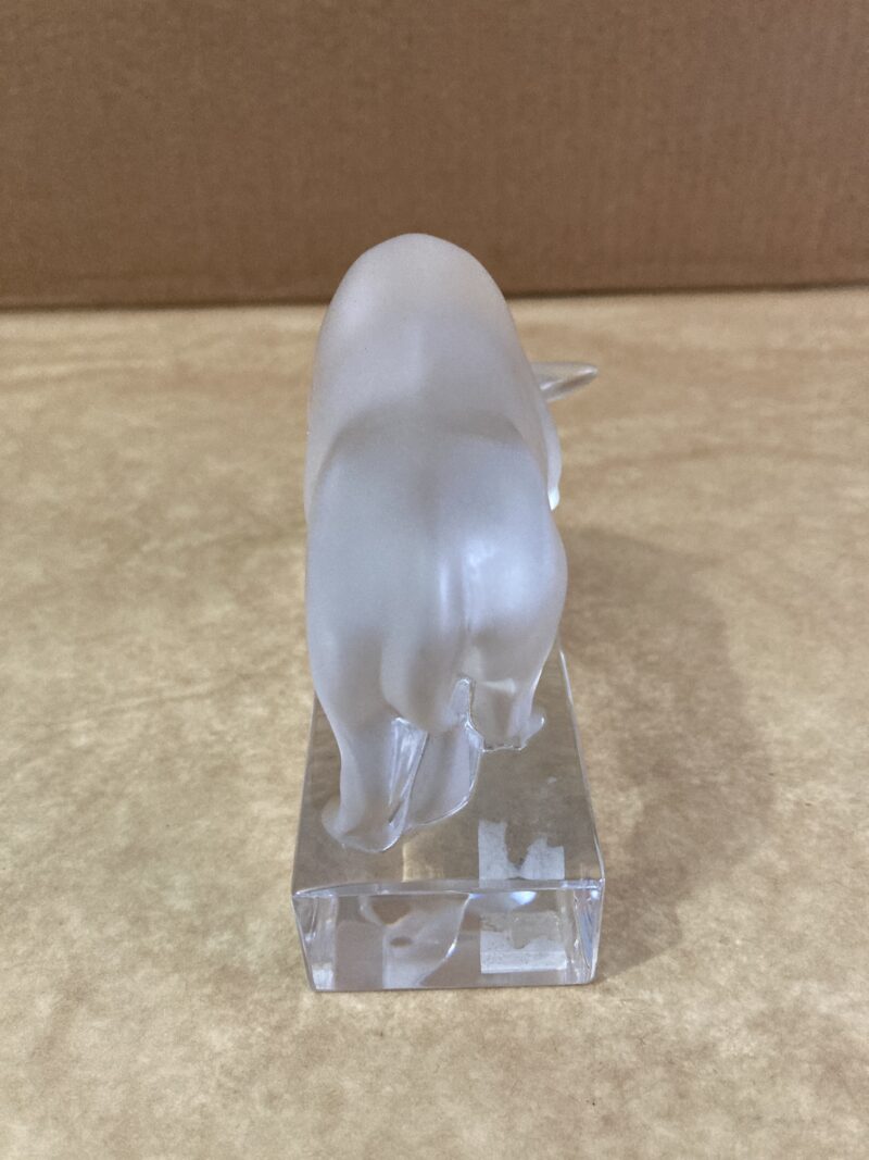 Lalique Bull Paperweight Crystal Art figurine signed France